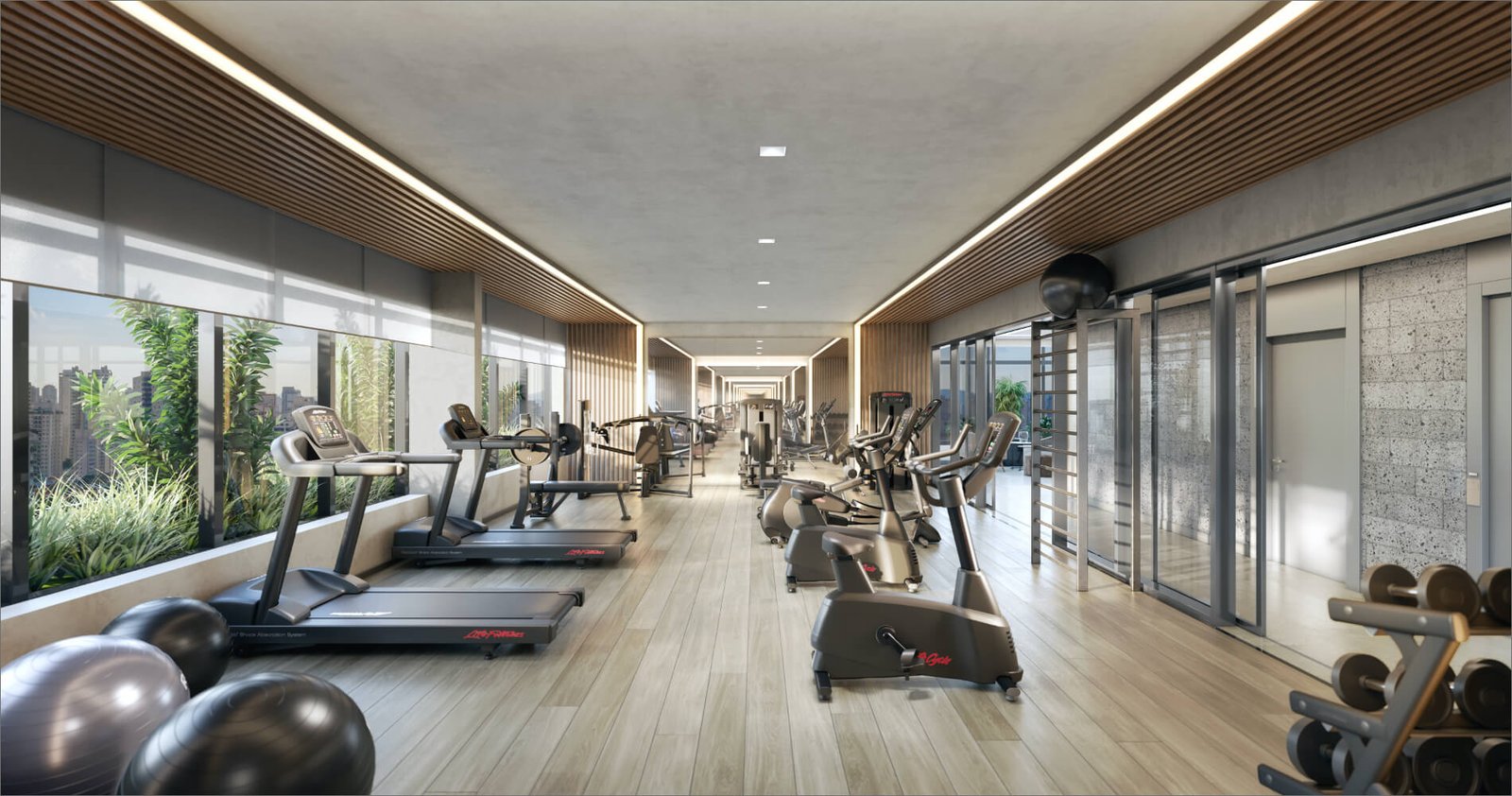 Fitness no rooftop Funchal 641 Apartments - Perspectiva ilustrada